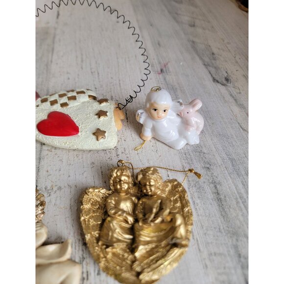 Angelic cherub ornament Xmas religious set Bunny unique - Picture 6 of 9